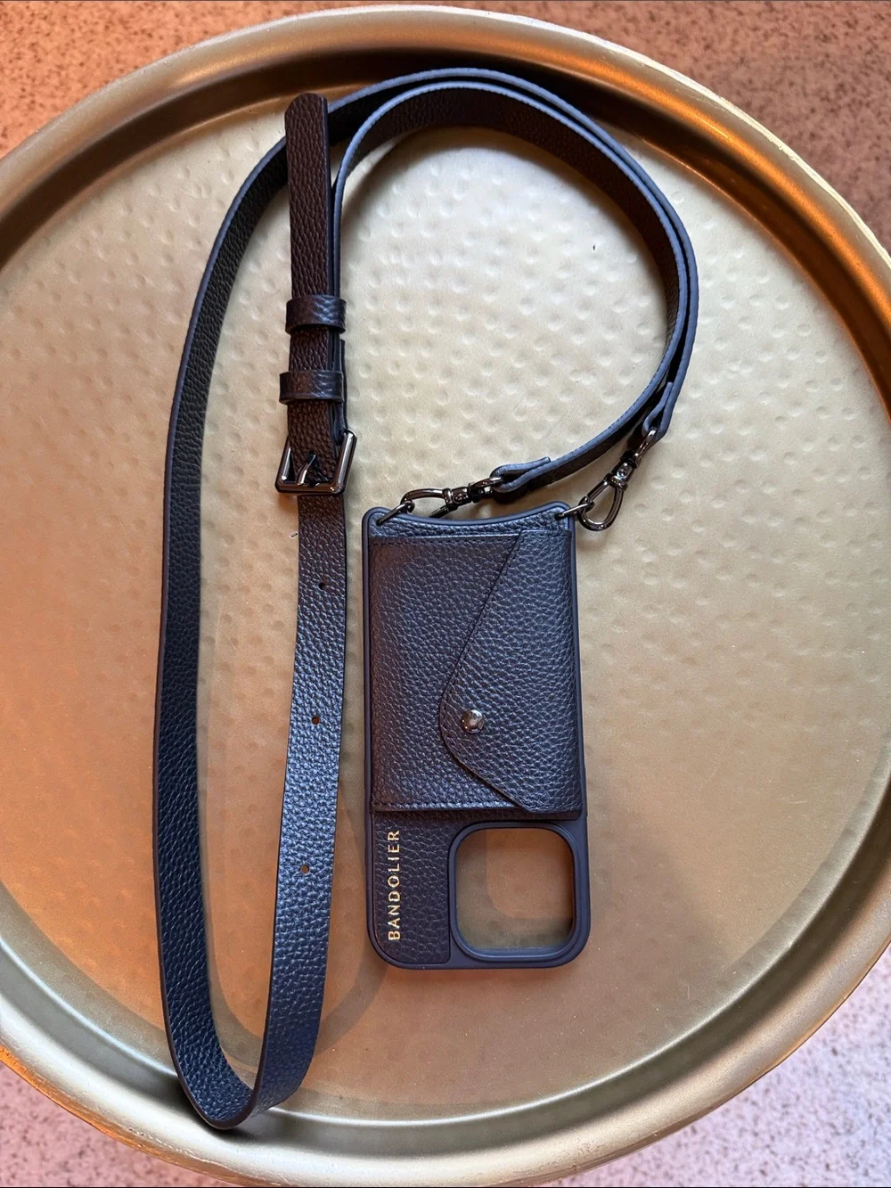 Bandolier Hailey iPhone 16Pro Crossbody Case in Black/Pewter